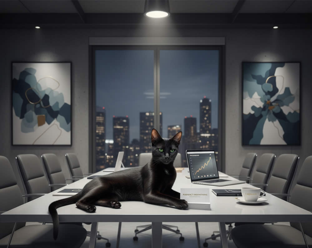 Editorial-style cat image featured in the XO CAT XO sales slider, representing a modern and creative feline brand concept.